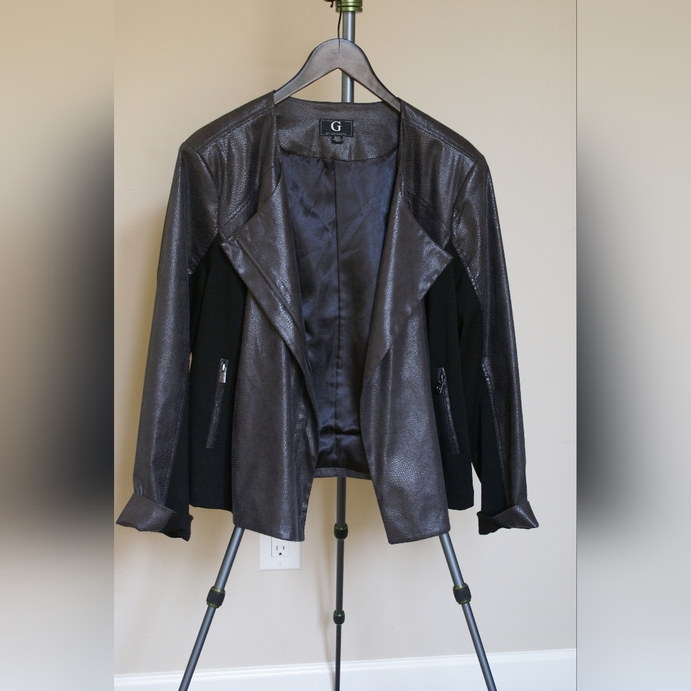 G by Giuliana Black and Brown Leather Jacket